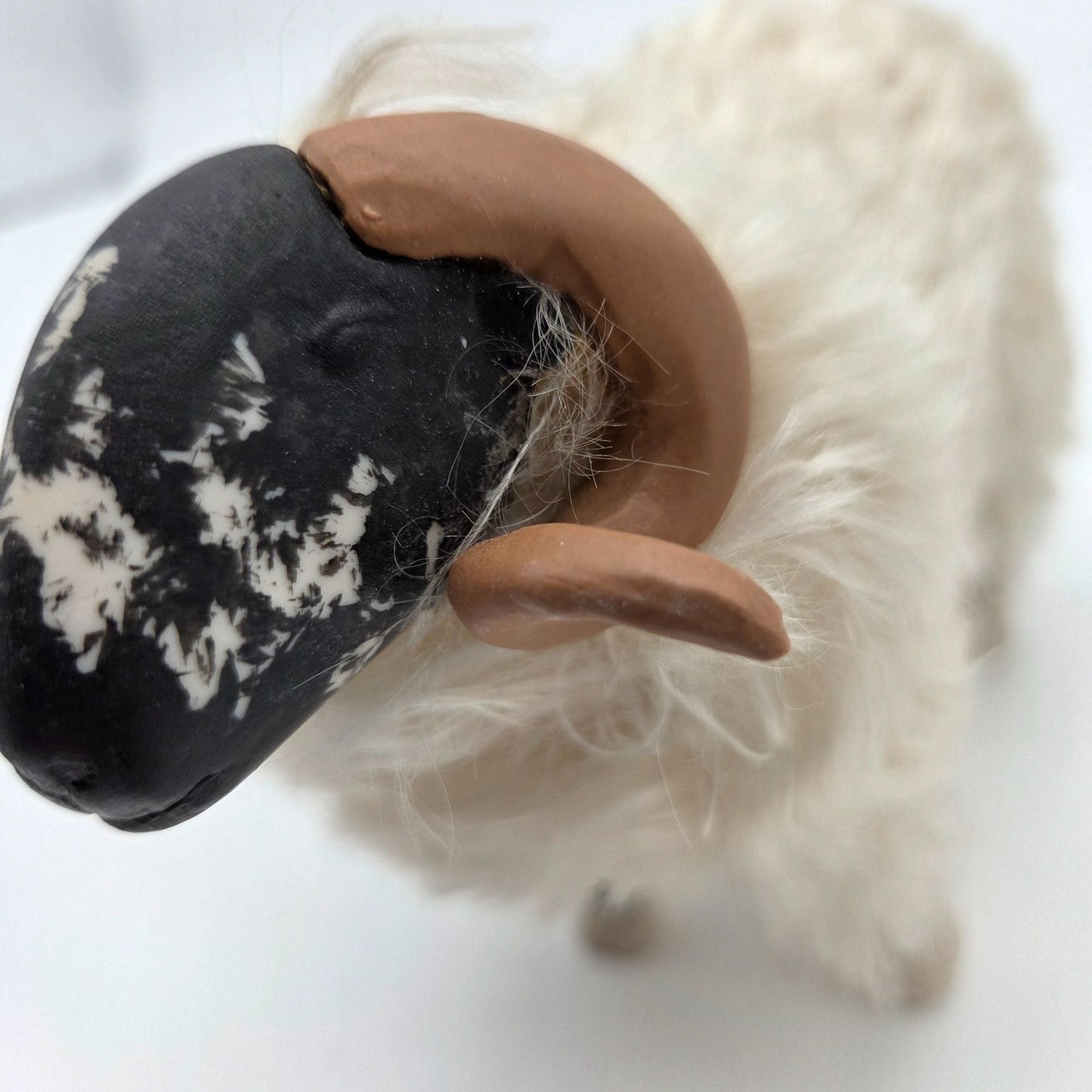 Meier Germany Real Wool Scottish Black Face Ram Sheep Sculpture