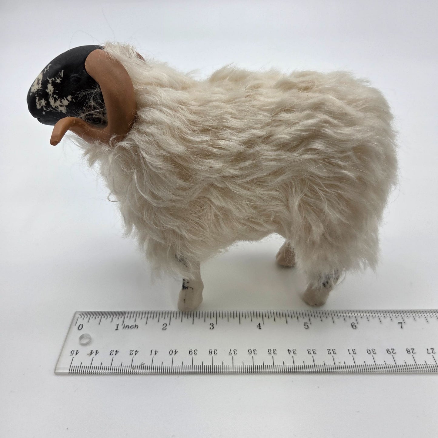 Meier Germany Real Wool Scottish Black Face Ram Sheep Sculpture