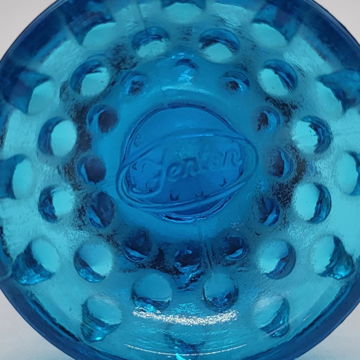 1970s Fenton Colonial Blue Hobnail Swung Bud Vase
