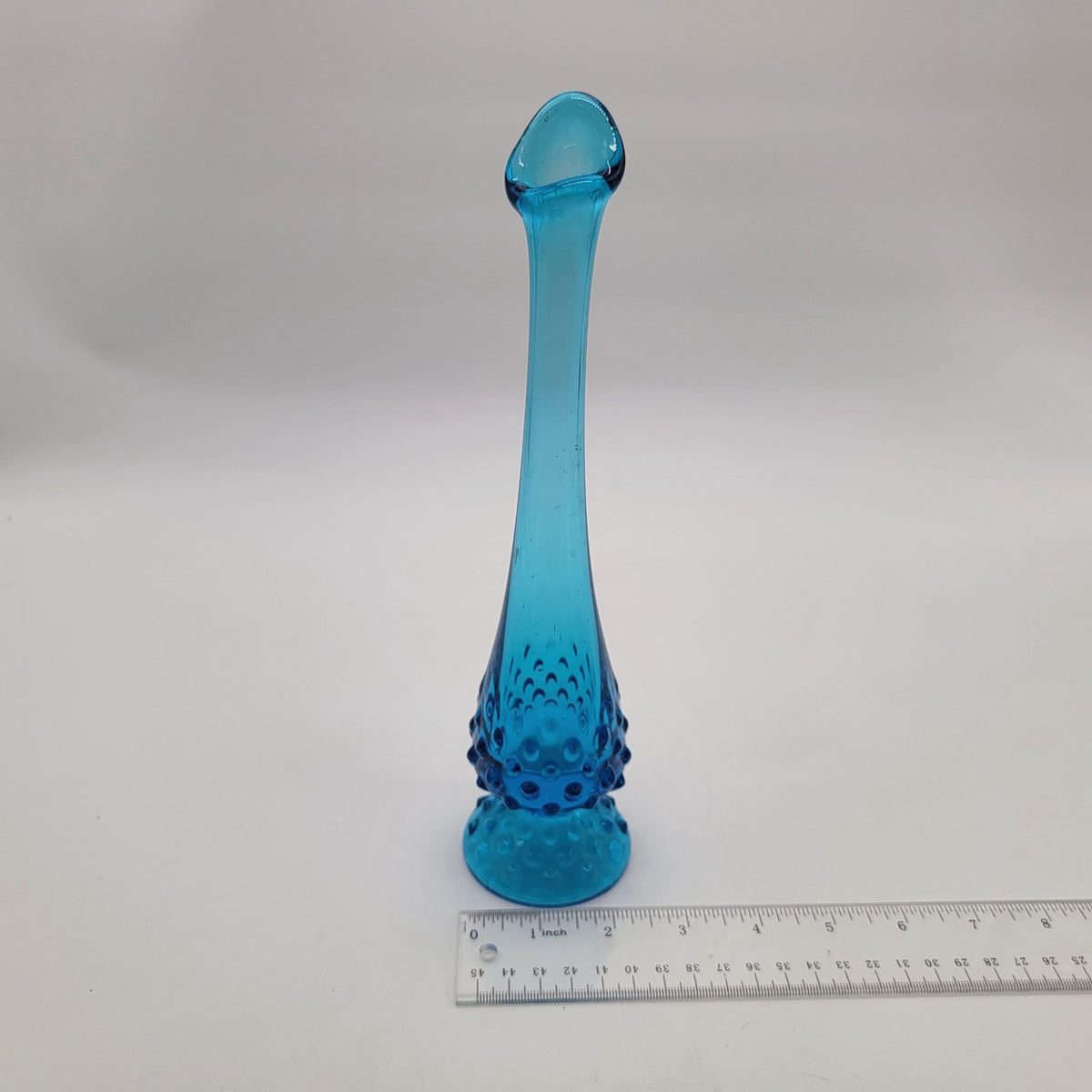 1970s Fenton Colonial Blue Hobnail Swung Bud Vase