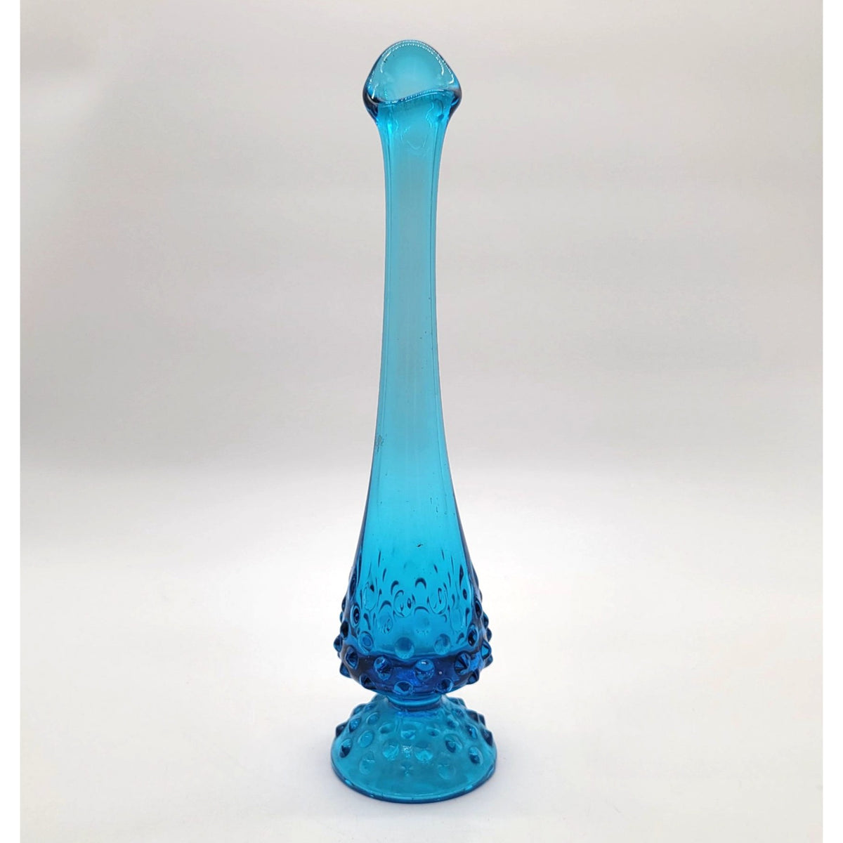 1970s Fenton Colonial Blue Hobnail Swung Bud Vase
