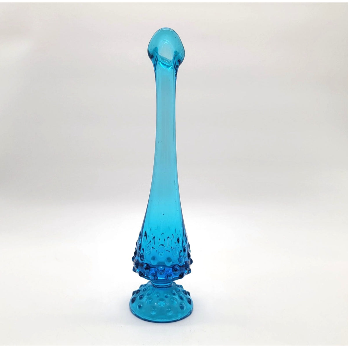 1970s Fenton Colonial Blue Hobnail Swung Bud Vase