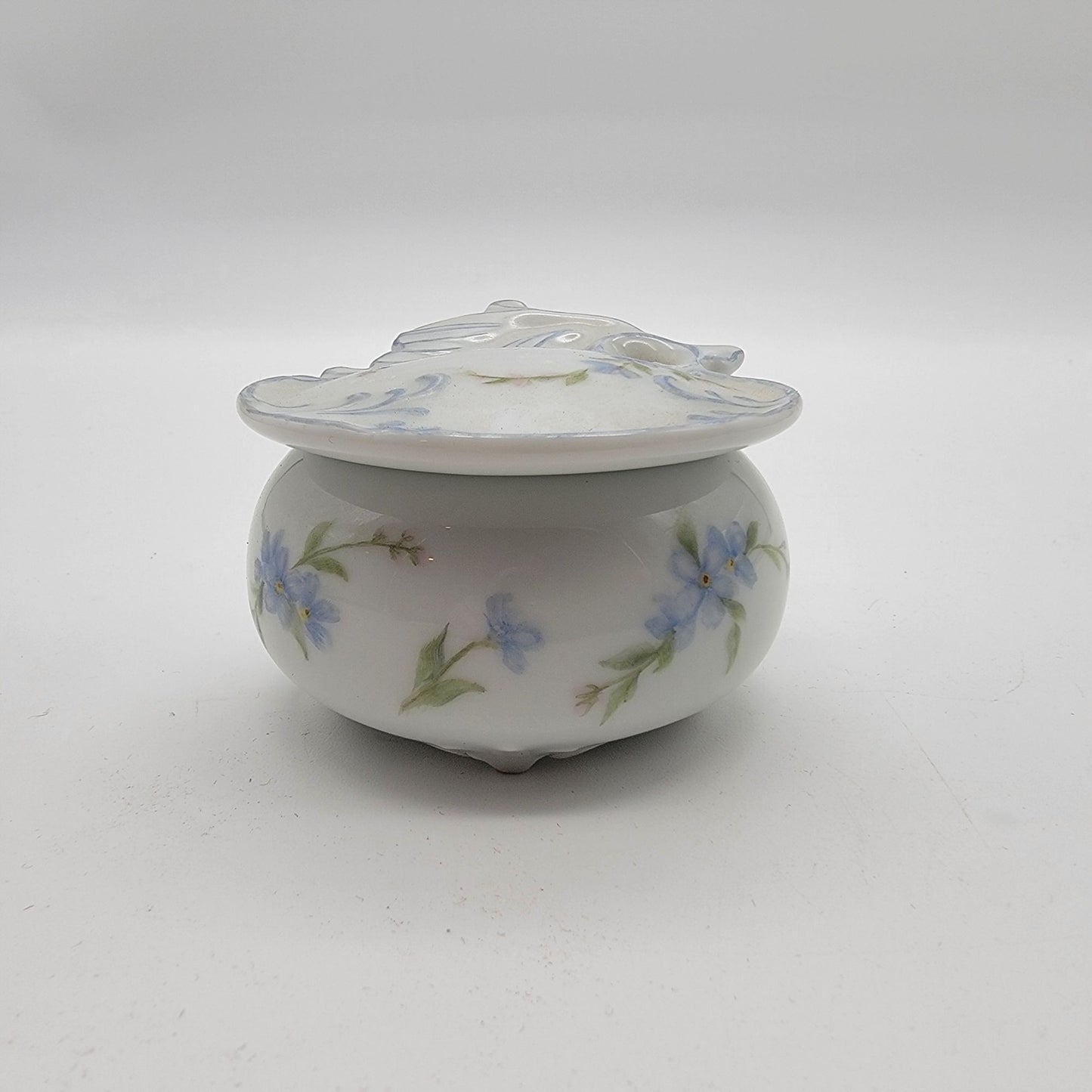 Vintage 1981 Hand-Painted Porcelain Trinket Jar Signed