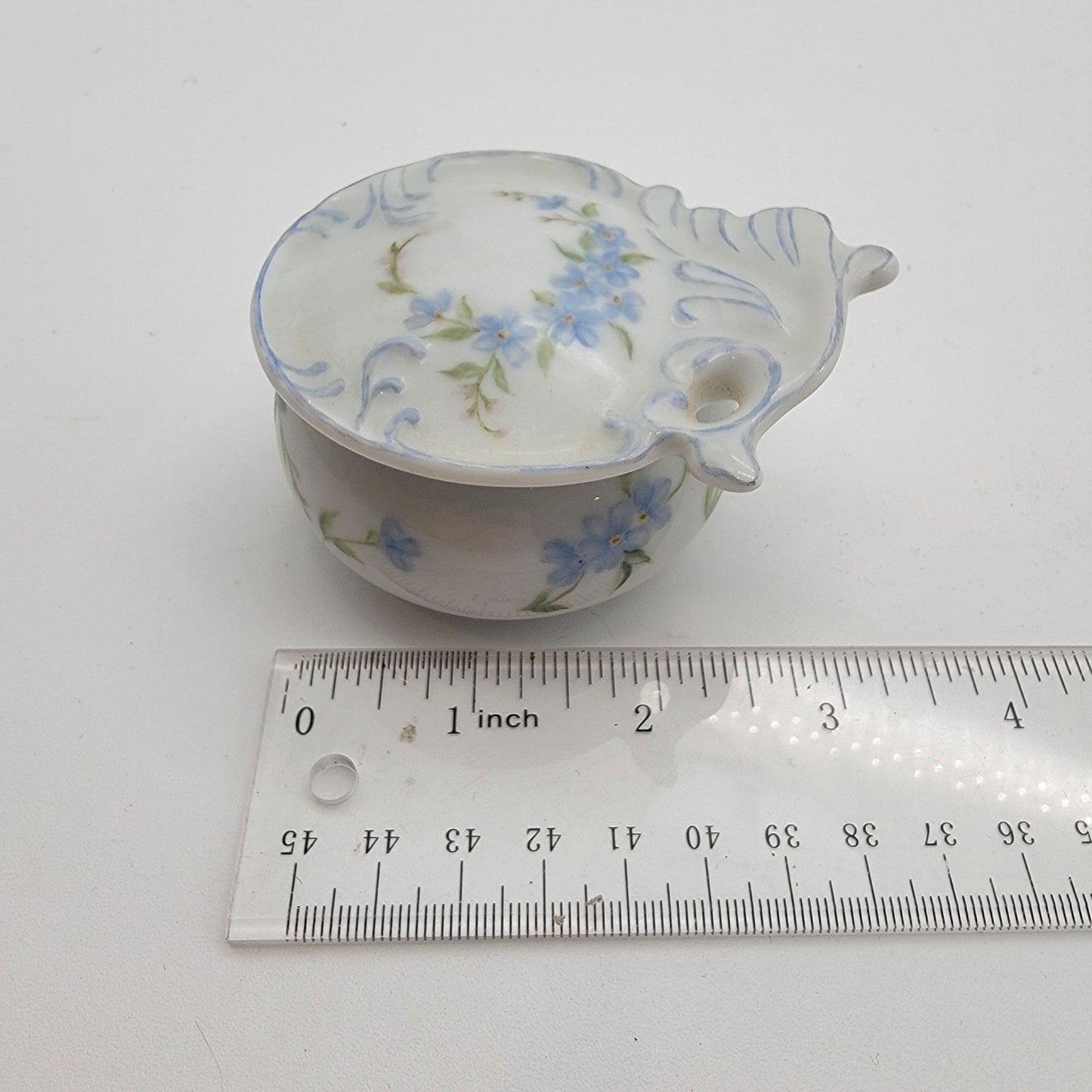 Vintage 1981 Hand-Painted Porcelain Trinket Jar Signed