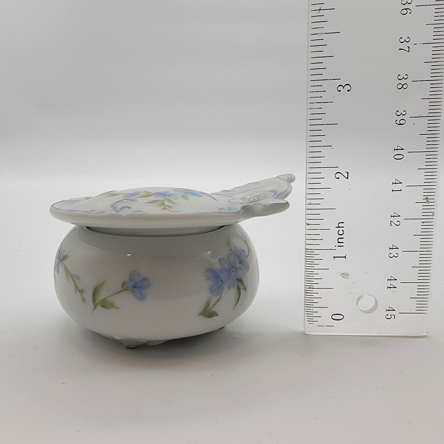 Vintage 1981 Hand-Painted Porcelain Trinket Jar Signed