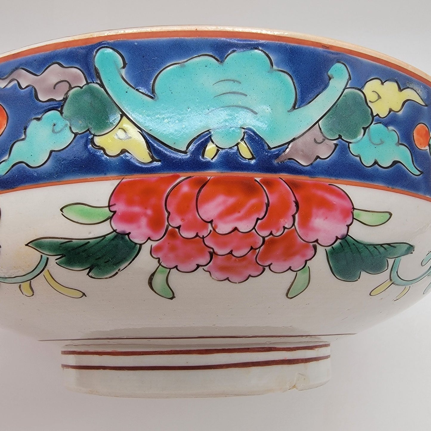 Antique Arita Yamatoku Nippon Famille Jaune Porcelain Bowl