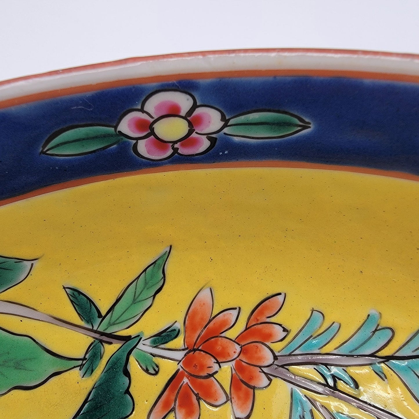 Antique Arita Yamatoku Nippon Famille Jaune Porcelain Bowl