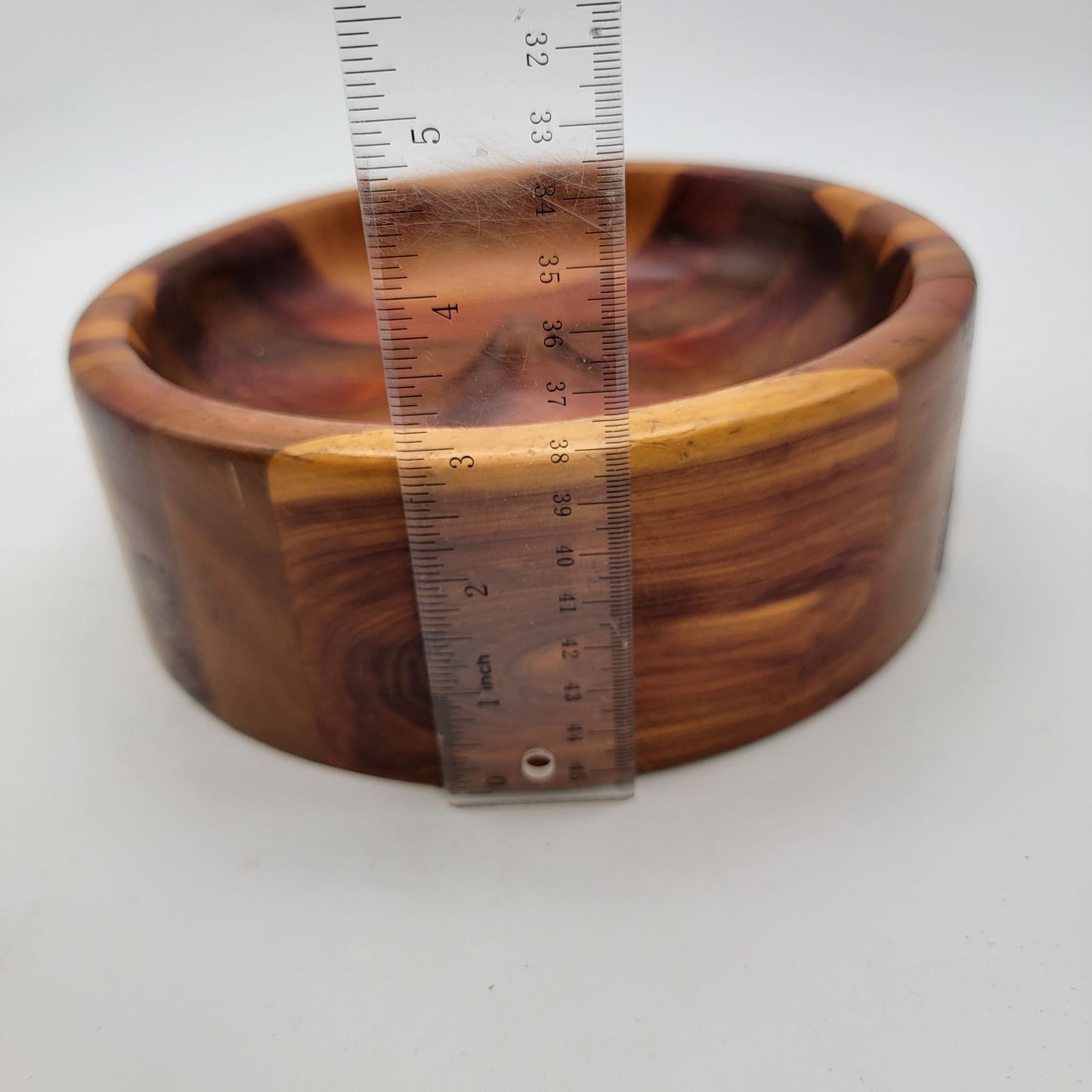 Vintage Handcrafted Wooden Marquetry Striped Bowl
