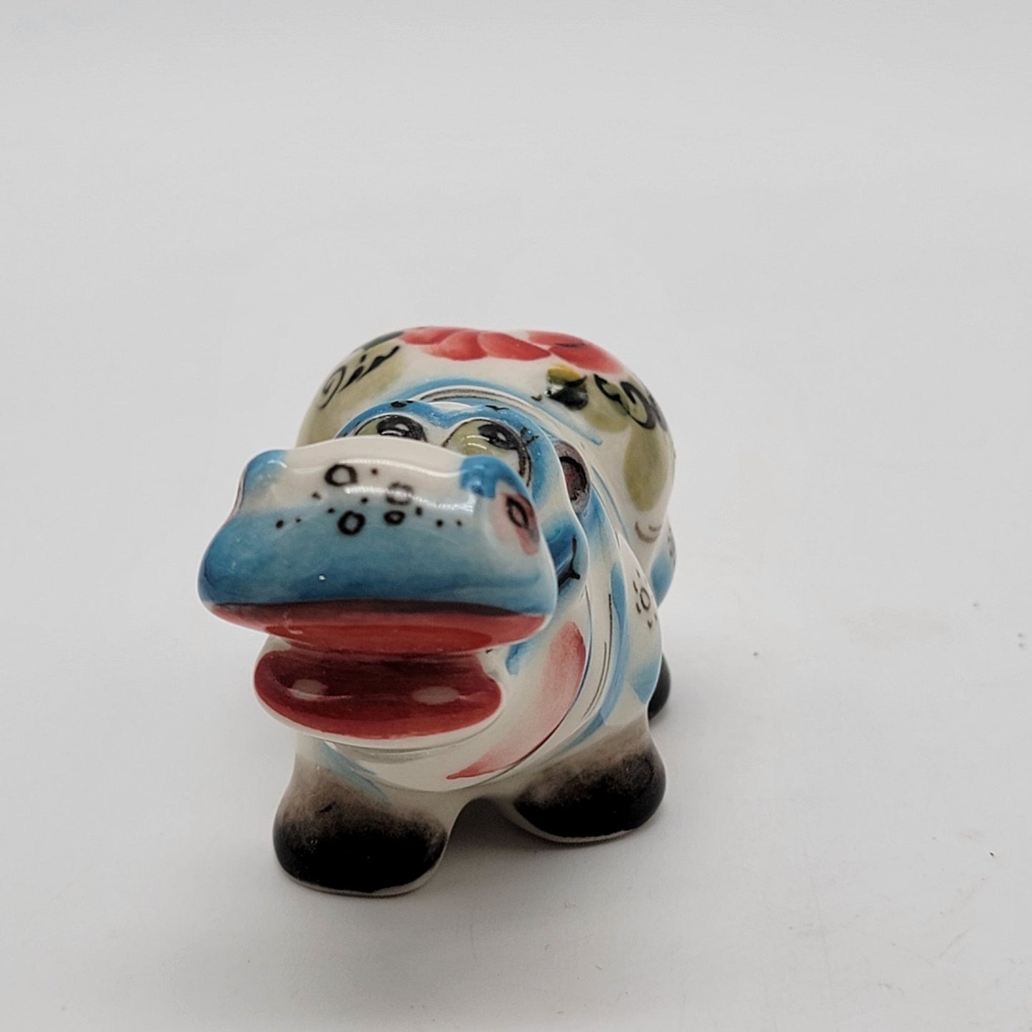 Gzhel Hand-Painted Porcelain Hippo Figurine