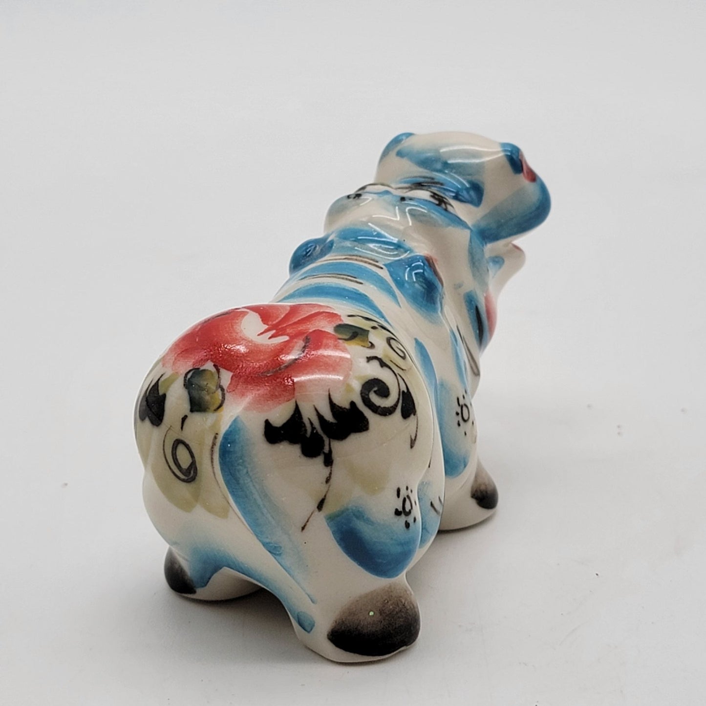 Gzhel Hand-Painted Porcelain Hippo Figurine