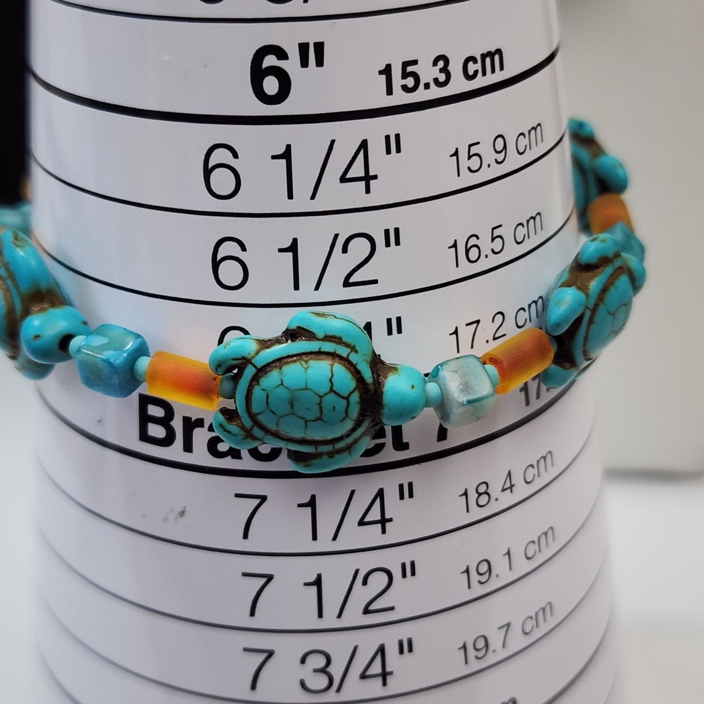 Artisan Blue Howlite Faux Turquoise and Amber Turtle Beaded Necklace Bracelet & Earring Set