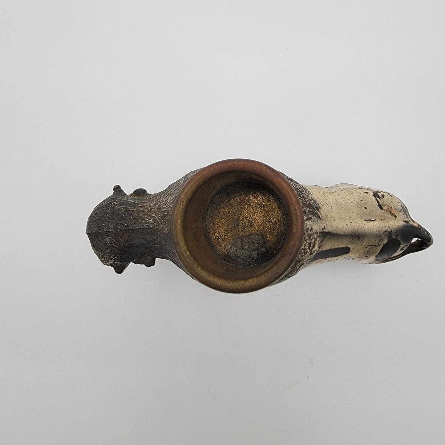 Antique Cast Metal Buffalo Match Holder Spill Vase