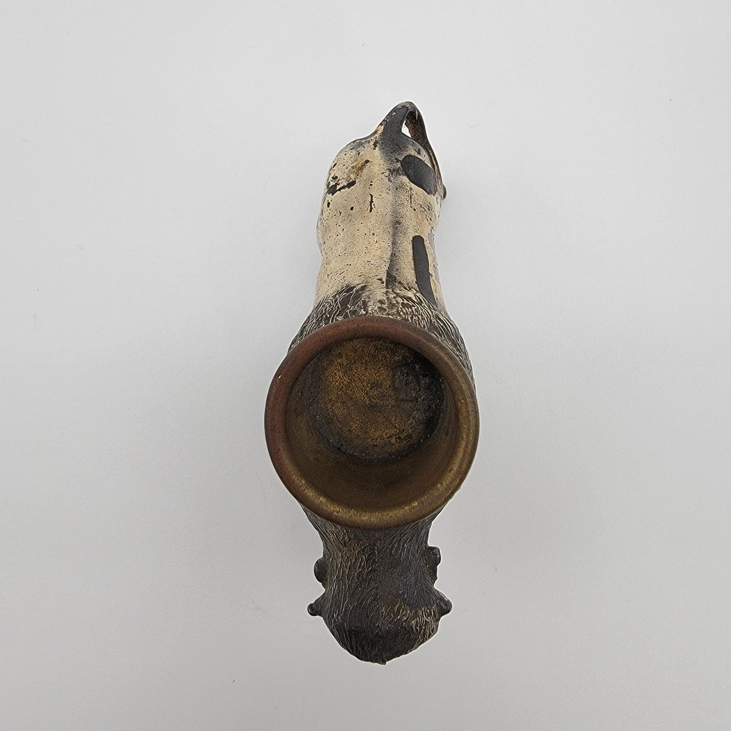 Antique Cast Metal Buffalo Match Holder Spill Vase