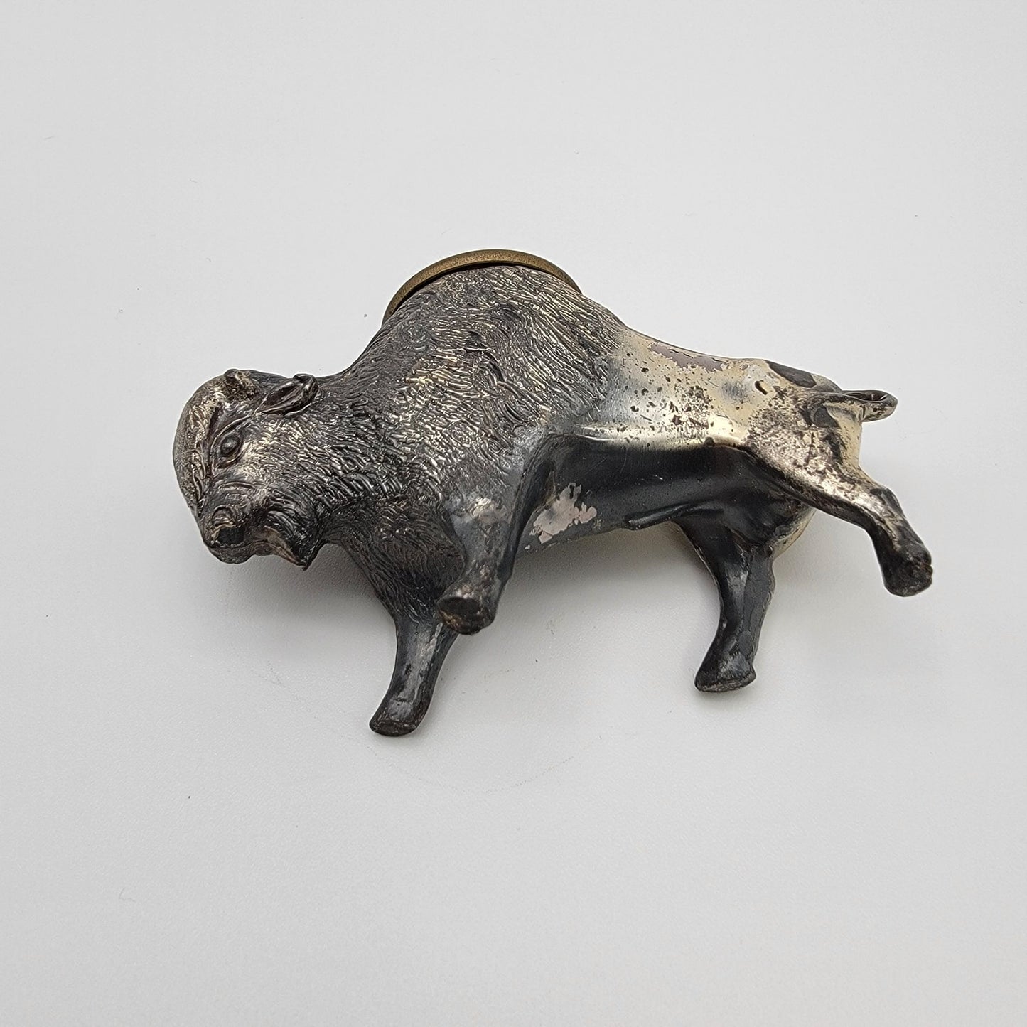 Antique Cast Metal Buffalo Match Holder Spill Vase