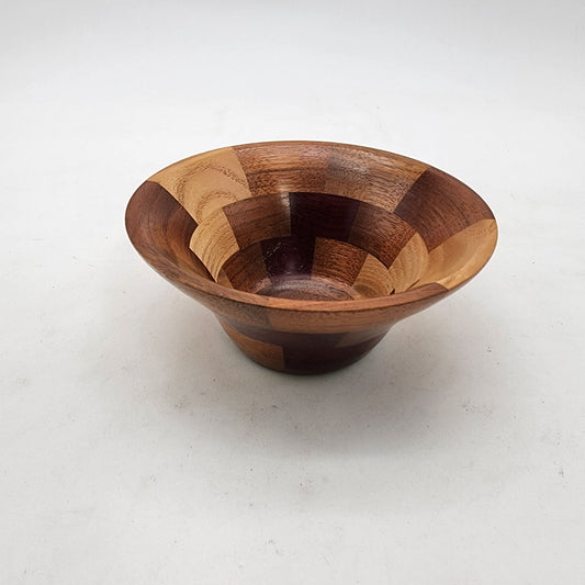 Handcrafted Wood Marquetry Brick Pattern Bowl