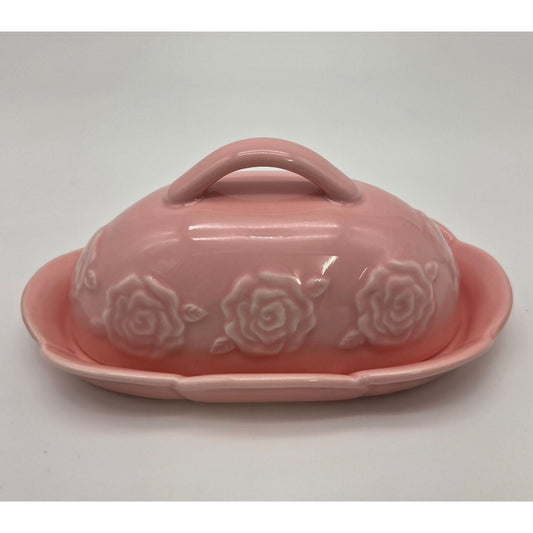 Potters Studio Pink Roses Butter Dish