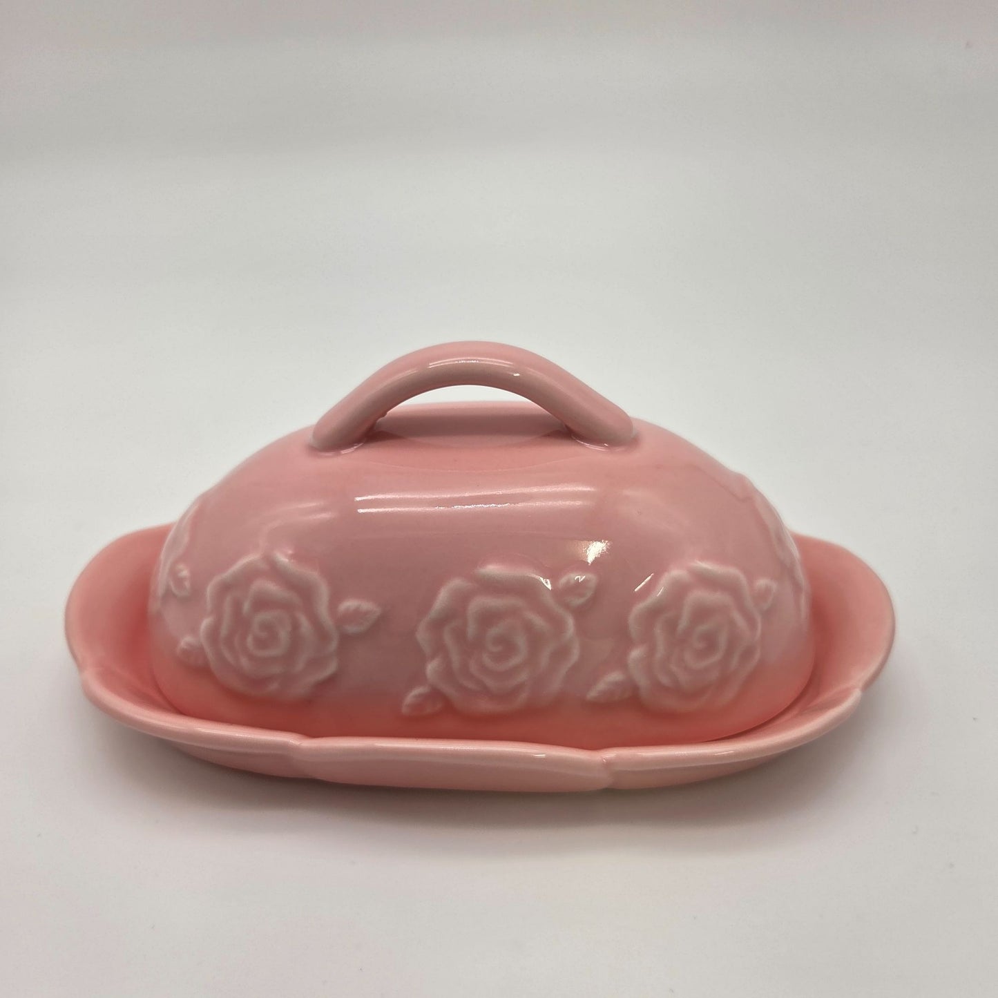 Potters Studio Pink Roses Butter Dish