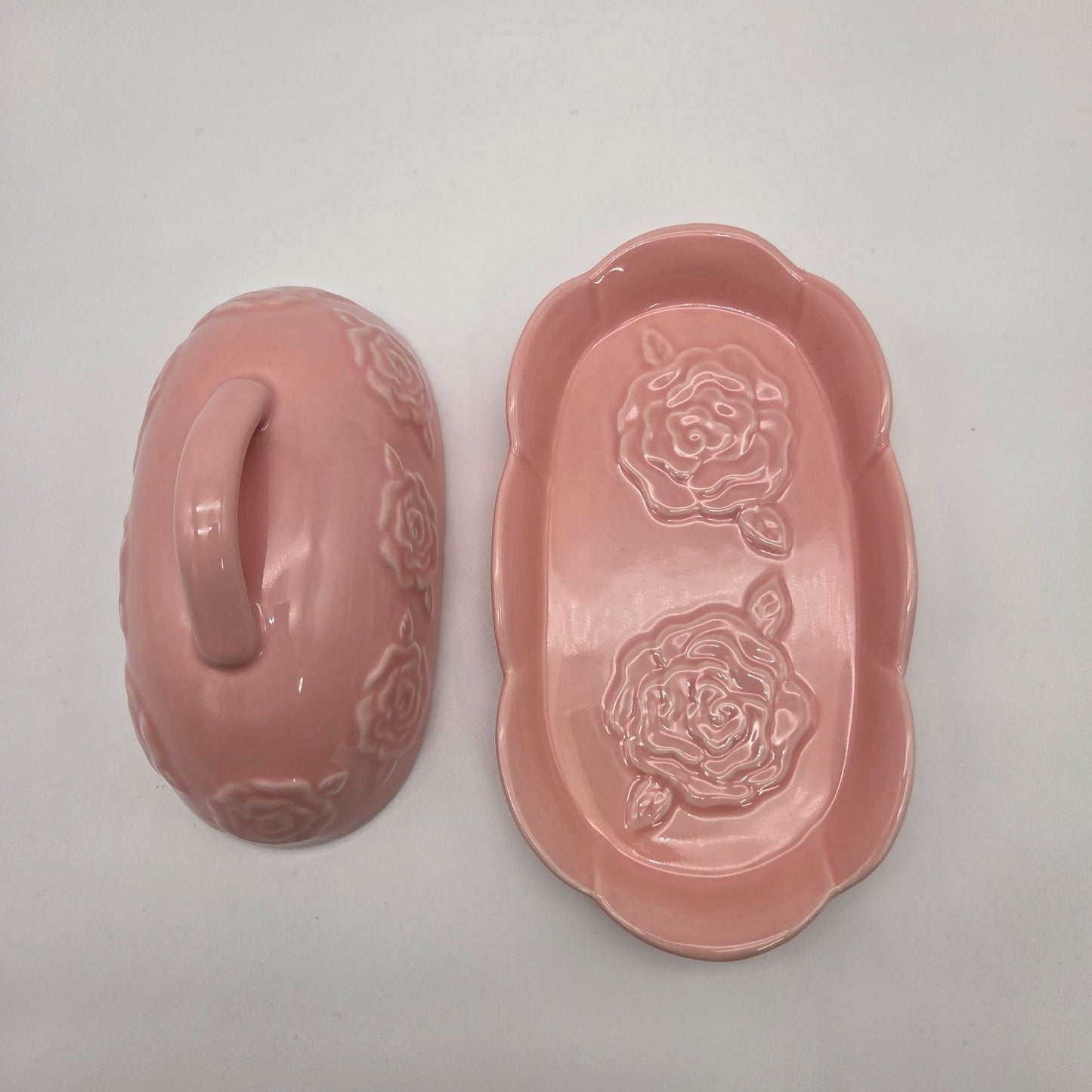 Potters Studio Pink Roses Butter Dish
