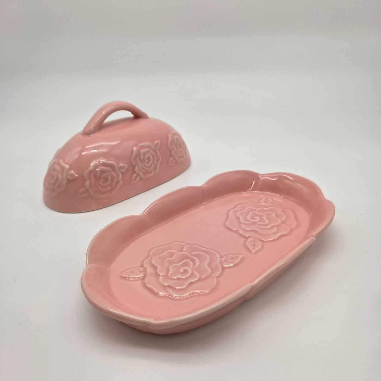 Potters Studio Pink Roses Butter Dish