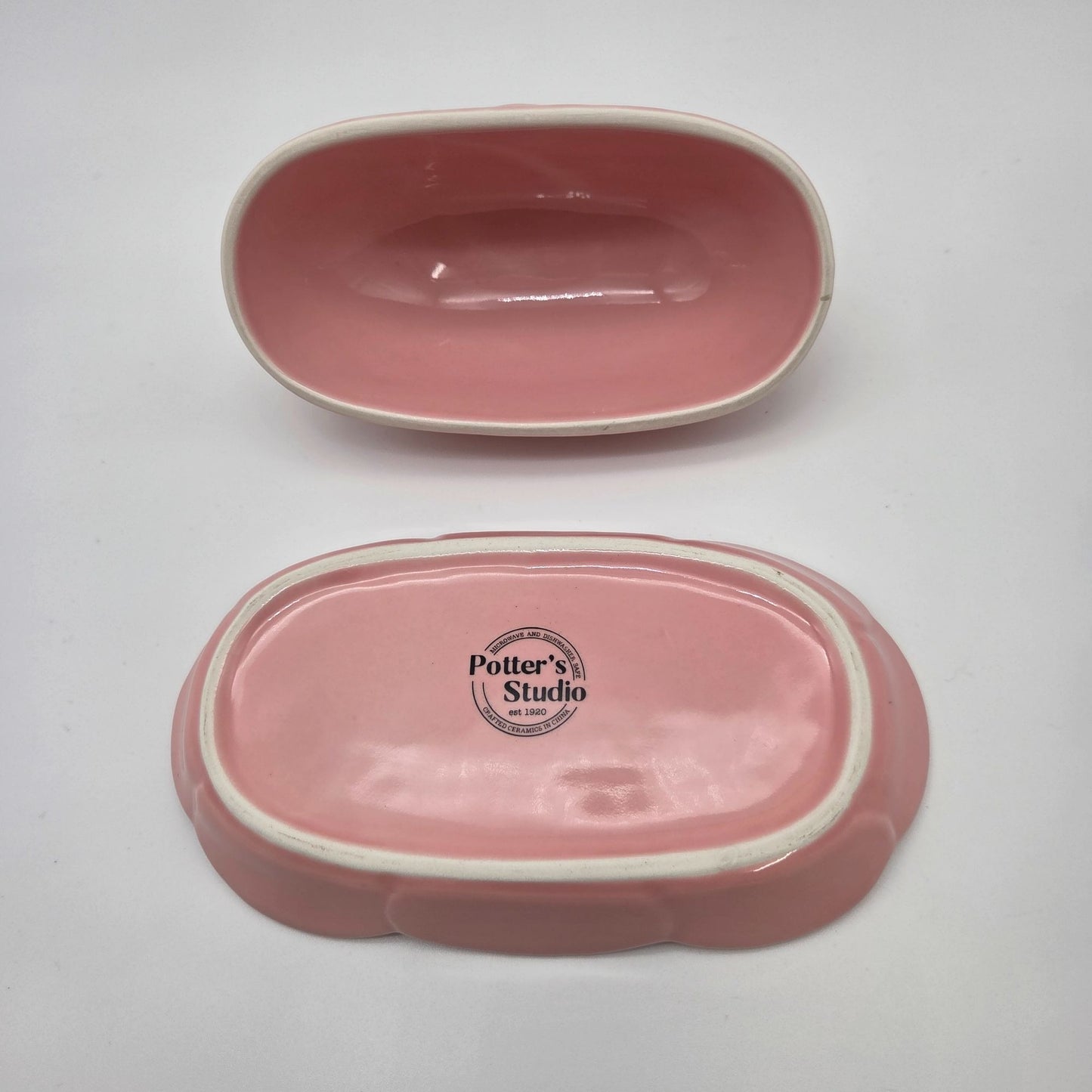 Potters Studio Pink Roses Butter Dish