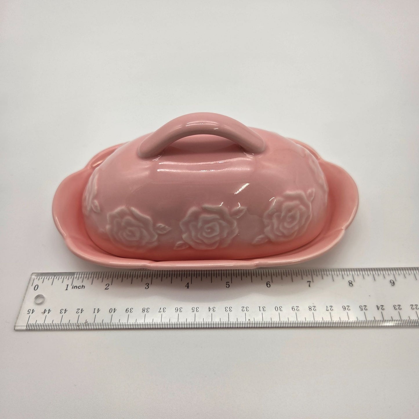 Potters Studio Pink Roses Butter Dish