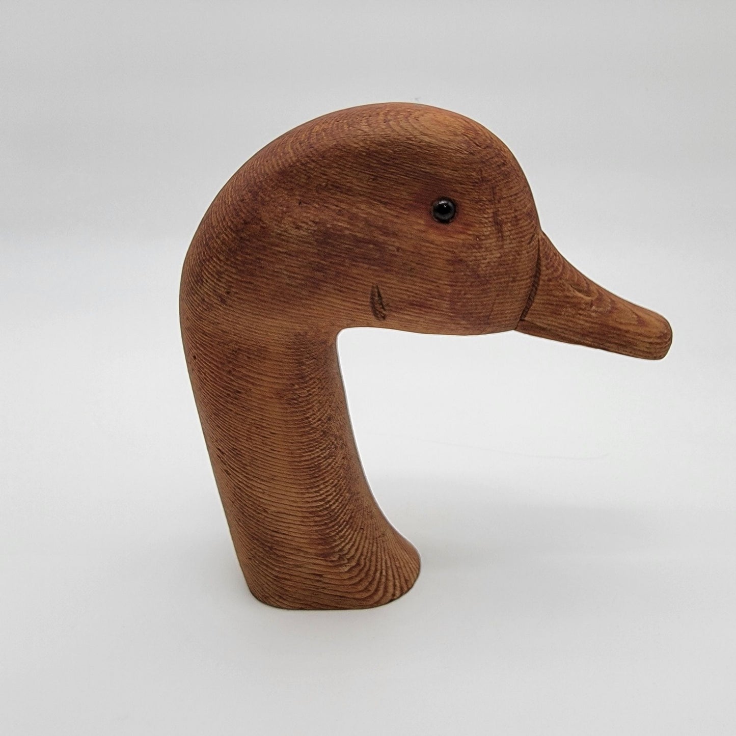 Vintage Hand Carved Wooden Duck Head Sculpture Glass Eyes