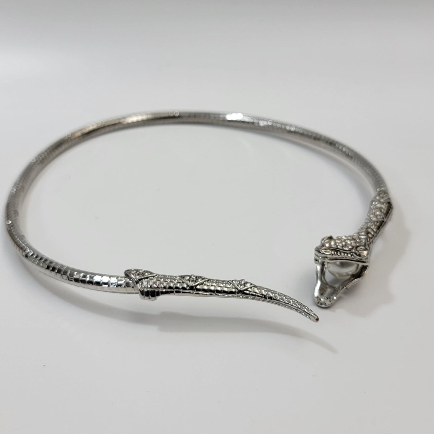 SnakeTorque Choker Necklace With Pearl Detail & Rhinestones