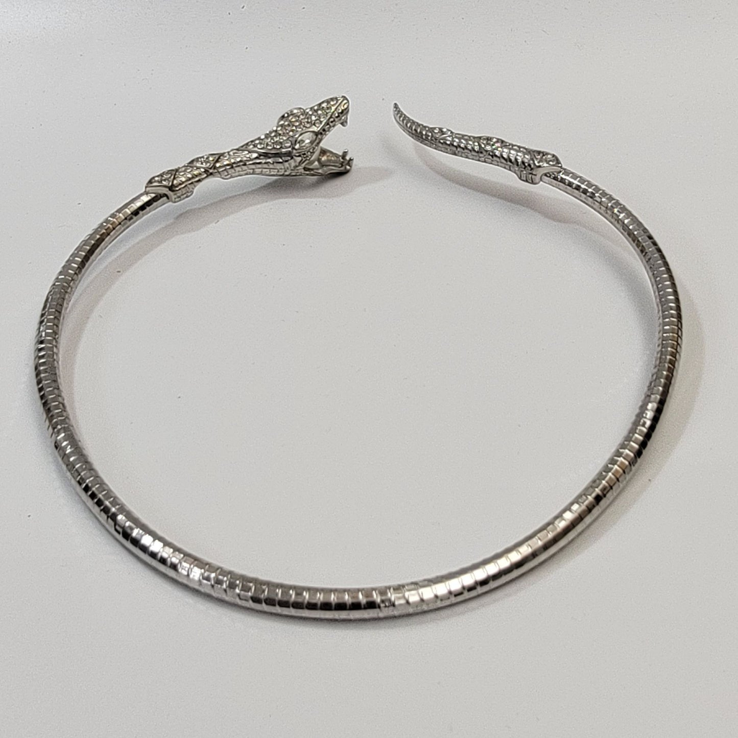 SnakeTorque Choker Necklace With Pearl Detail & Rhinestones