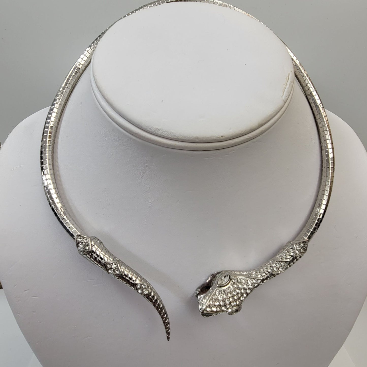 SnakeTorque Choker Necklace With Pearl Detail & Rhinestones