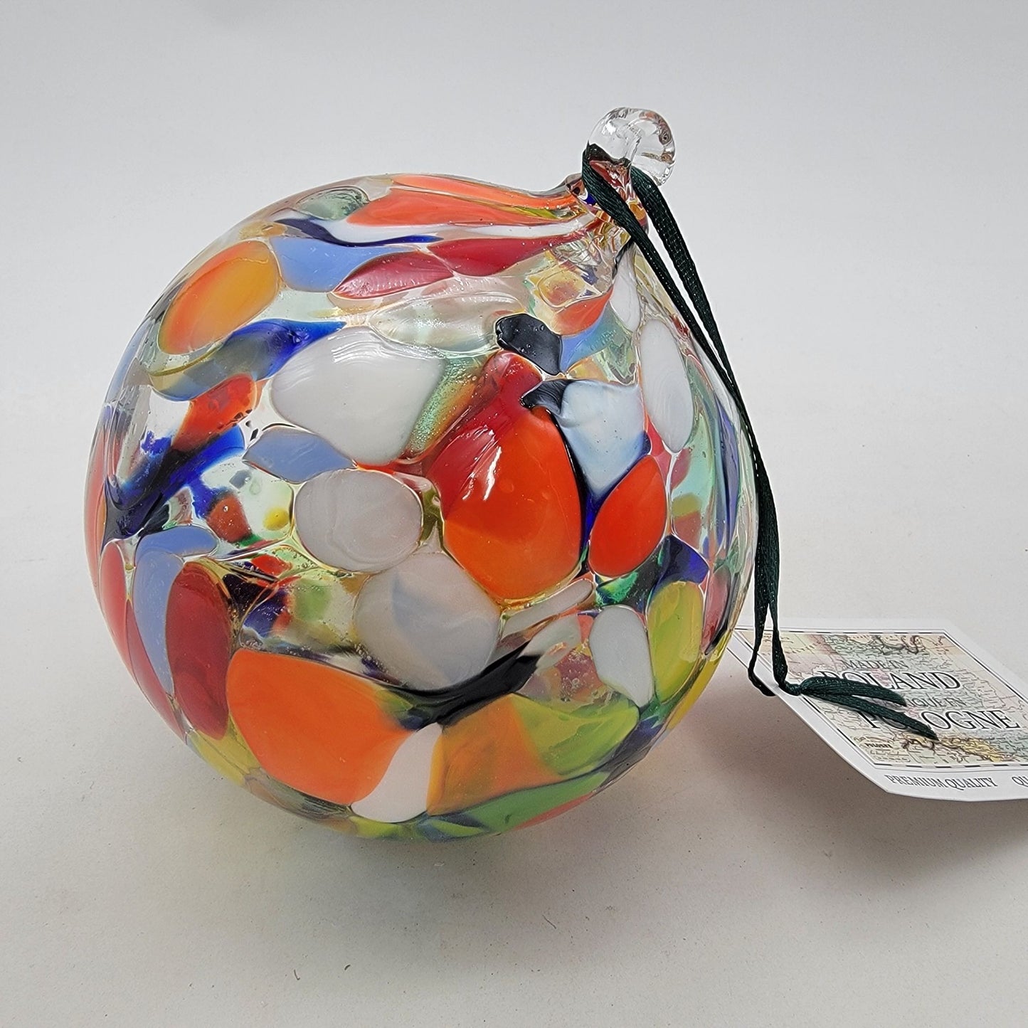 Handcrafted Polish Art Glass Ornament Multicolor