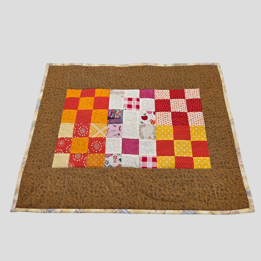 Hand-Crafted Nine-Patch Patchwork 24" X 20" Lap Quilt