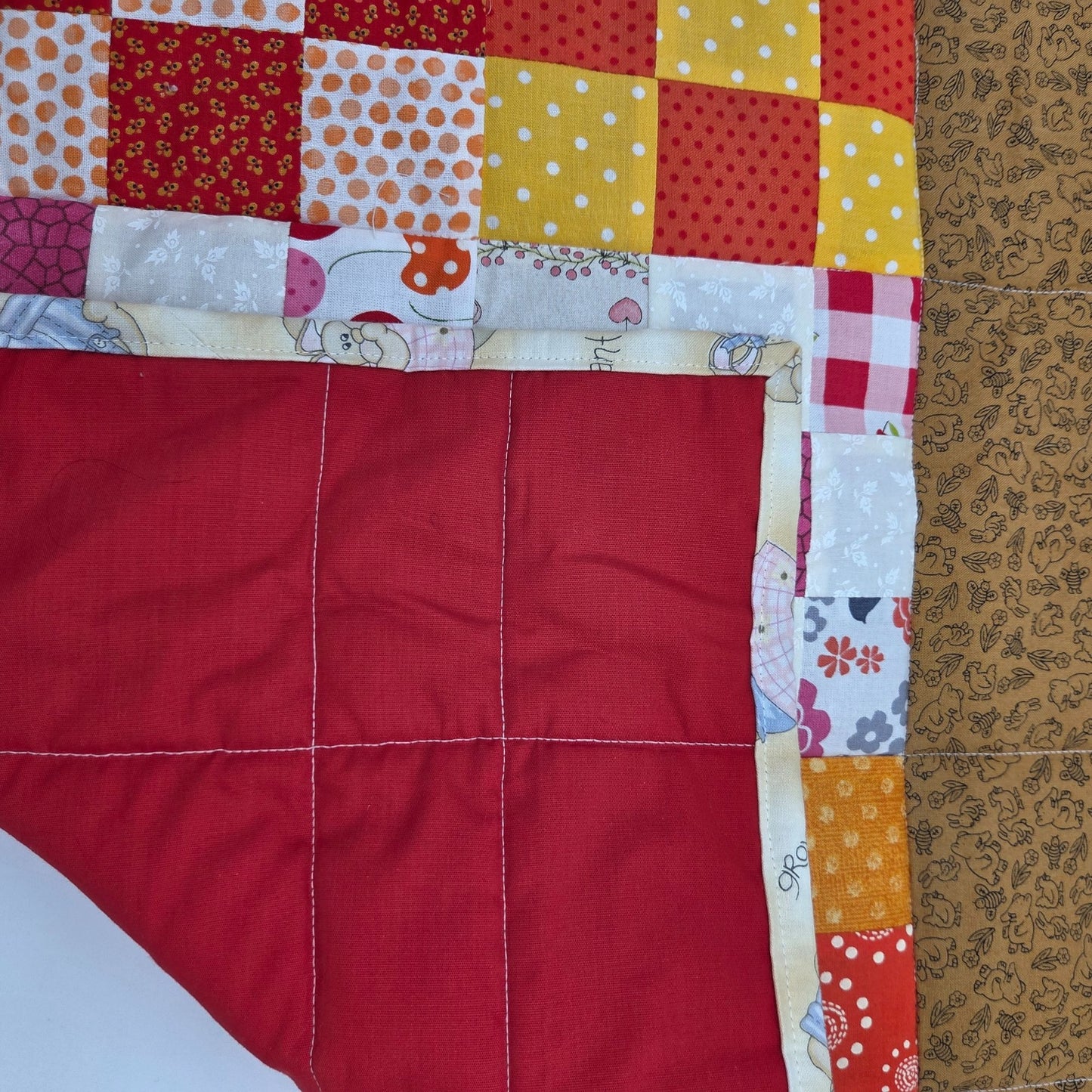 Hand-Crafted Nine-Patch Patchwork 24" X 20" Lap Quilt