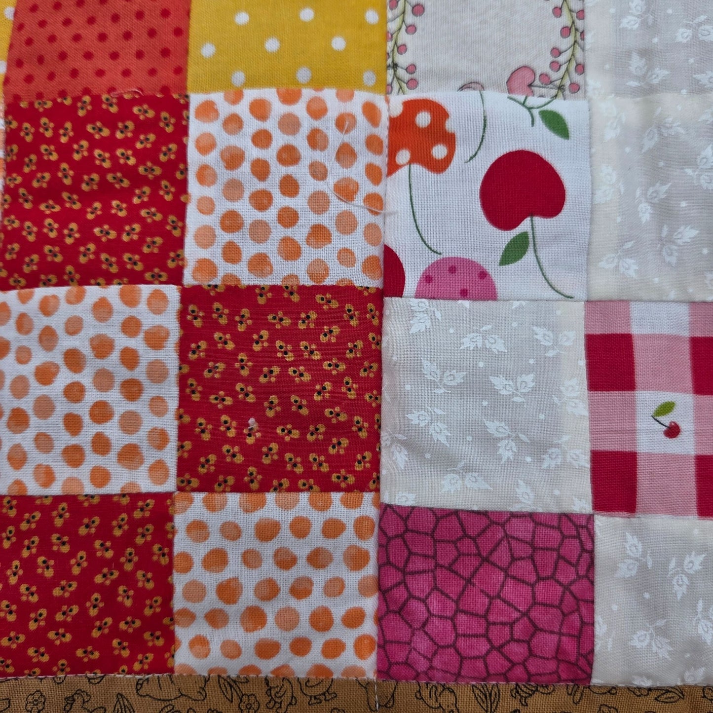 Hand-Crafted Nine-Patch Patchwork 24" X 20" Lap Quilt