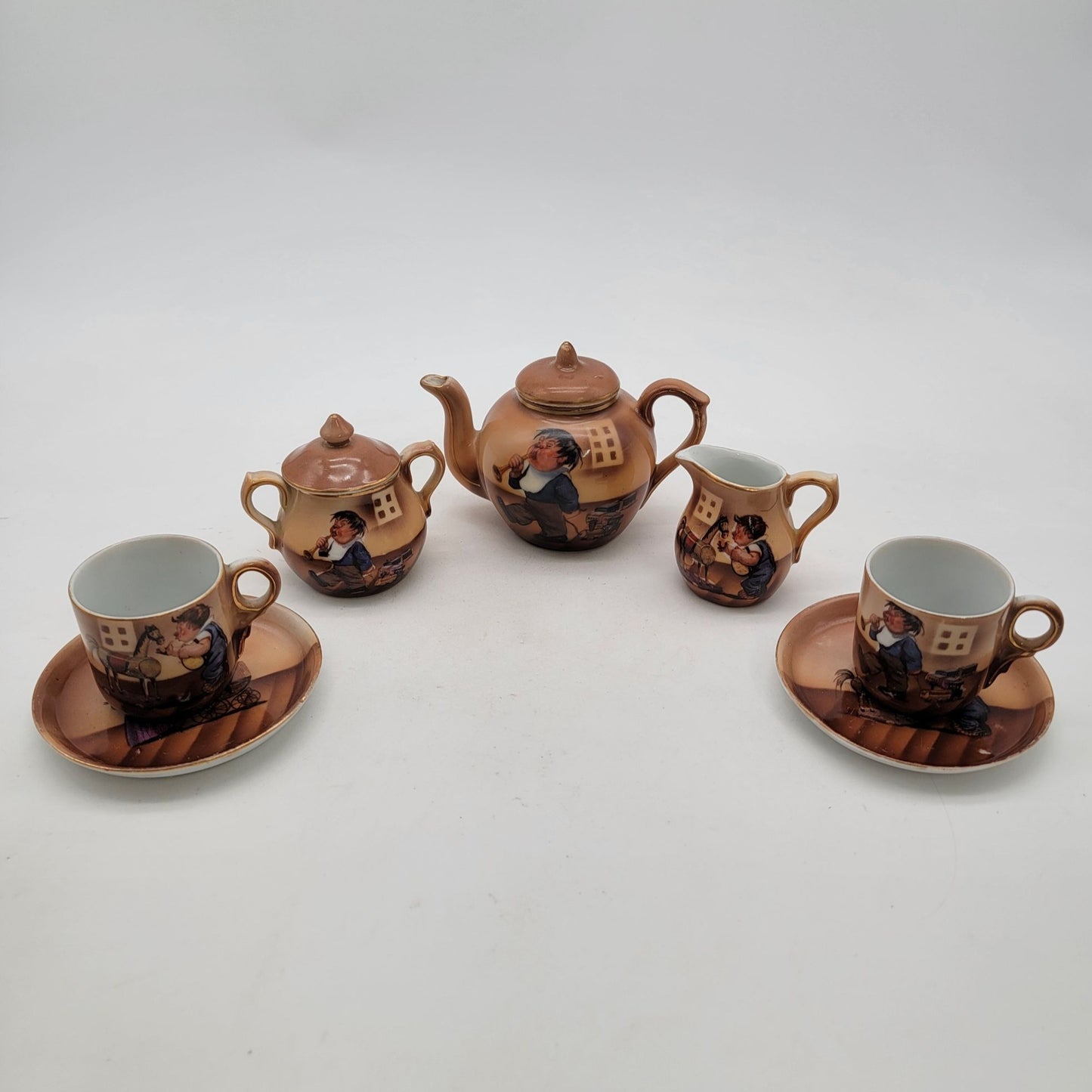 Vintage Hand Painted Small Porcelain Tea Set Nursery Rhymes?