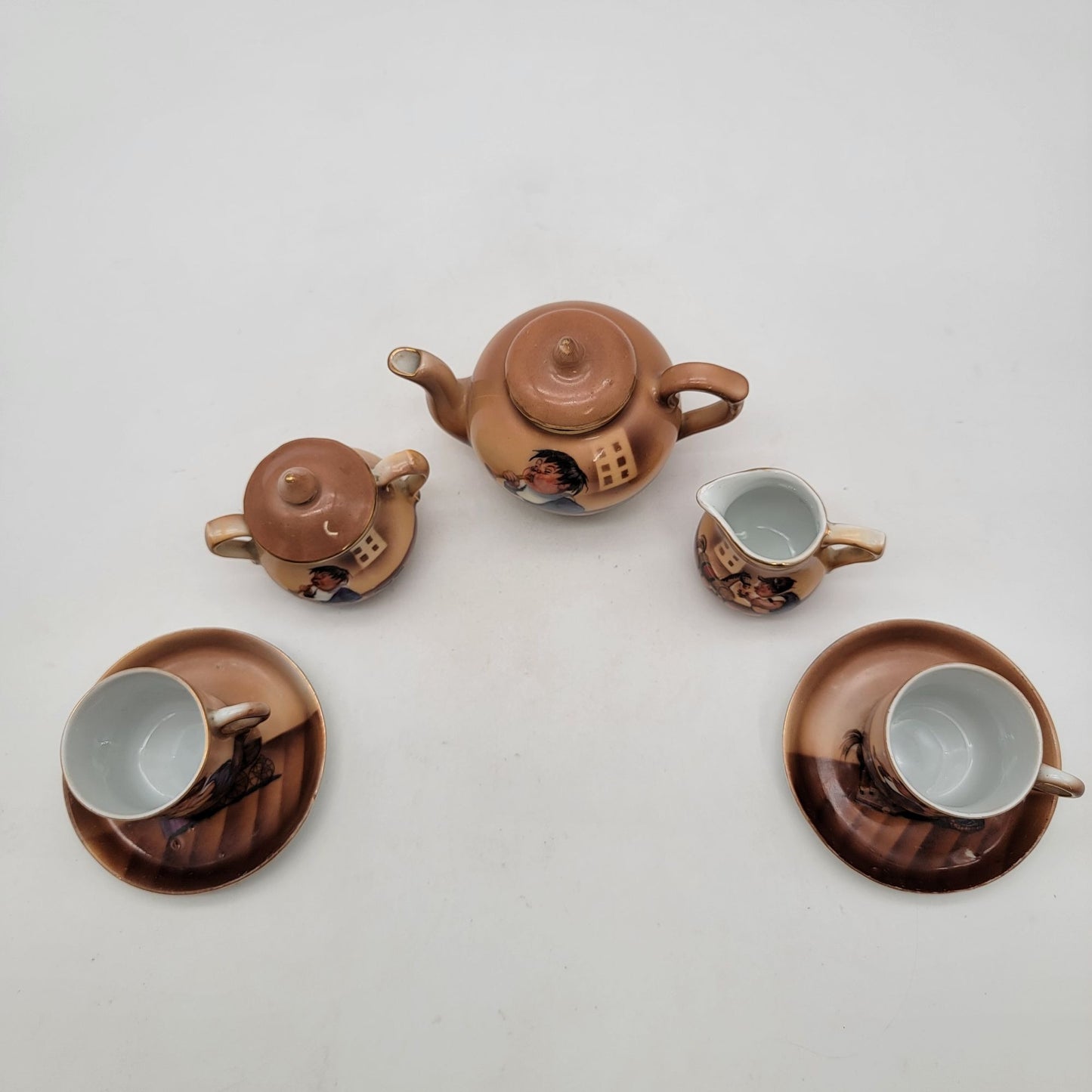 Vintage Hand Painted Small Porcelain Tea Set Nursery Rhymes?