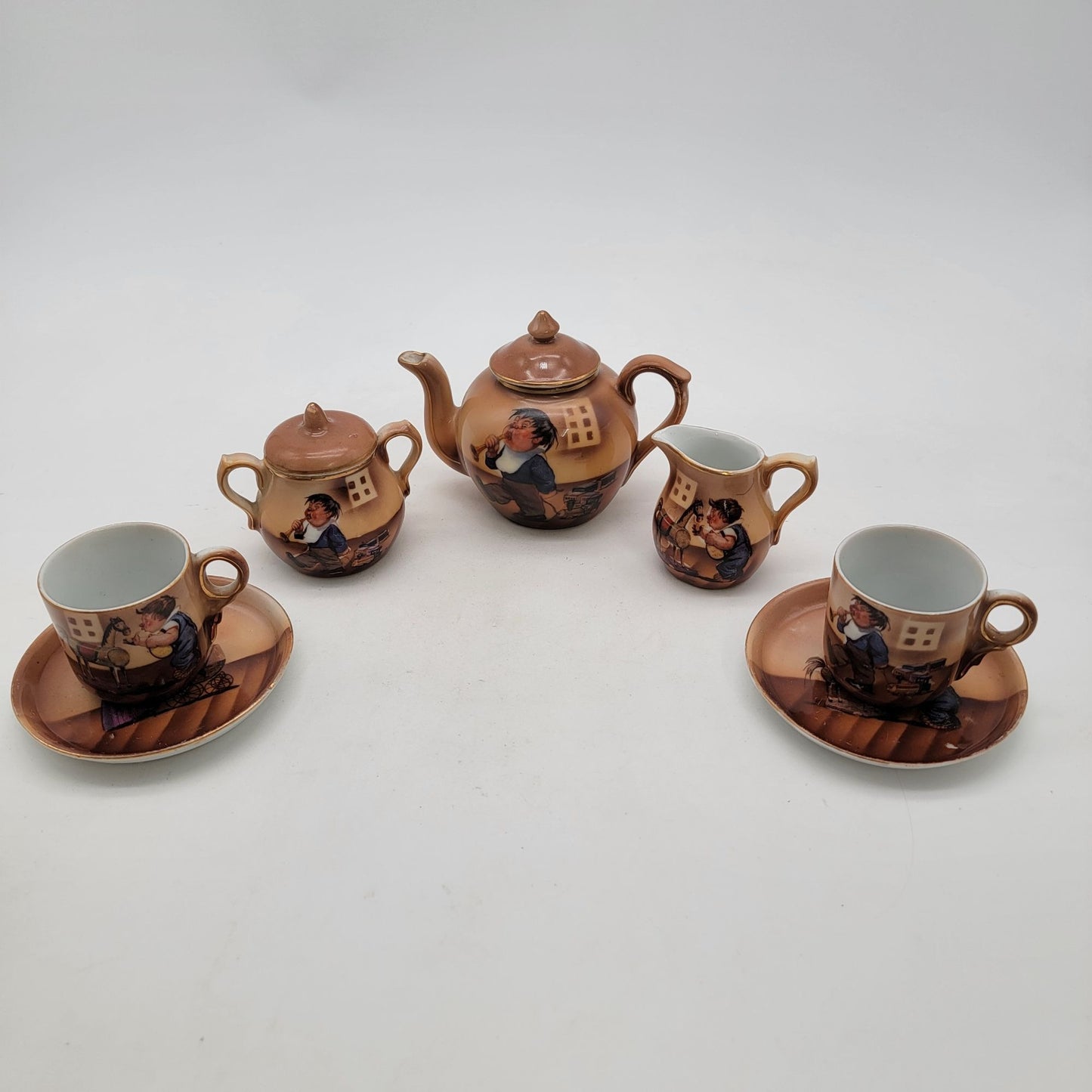 Vintage Hand Painted Small Porcelain Tea Set Nursery Rhymes?