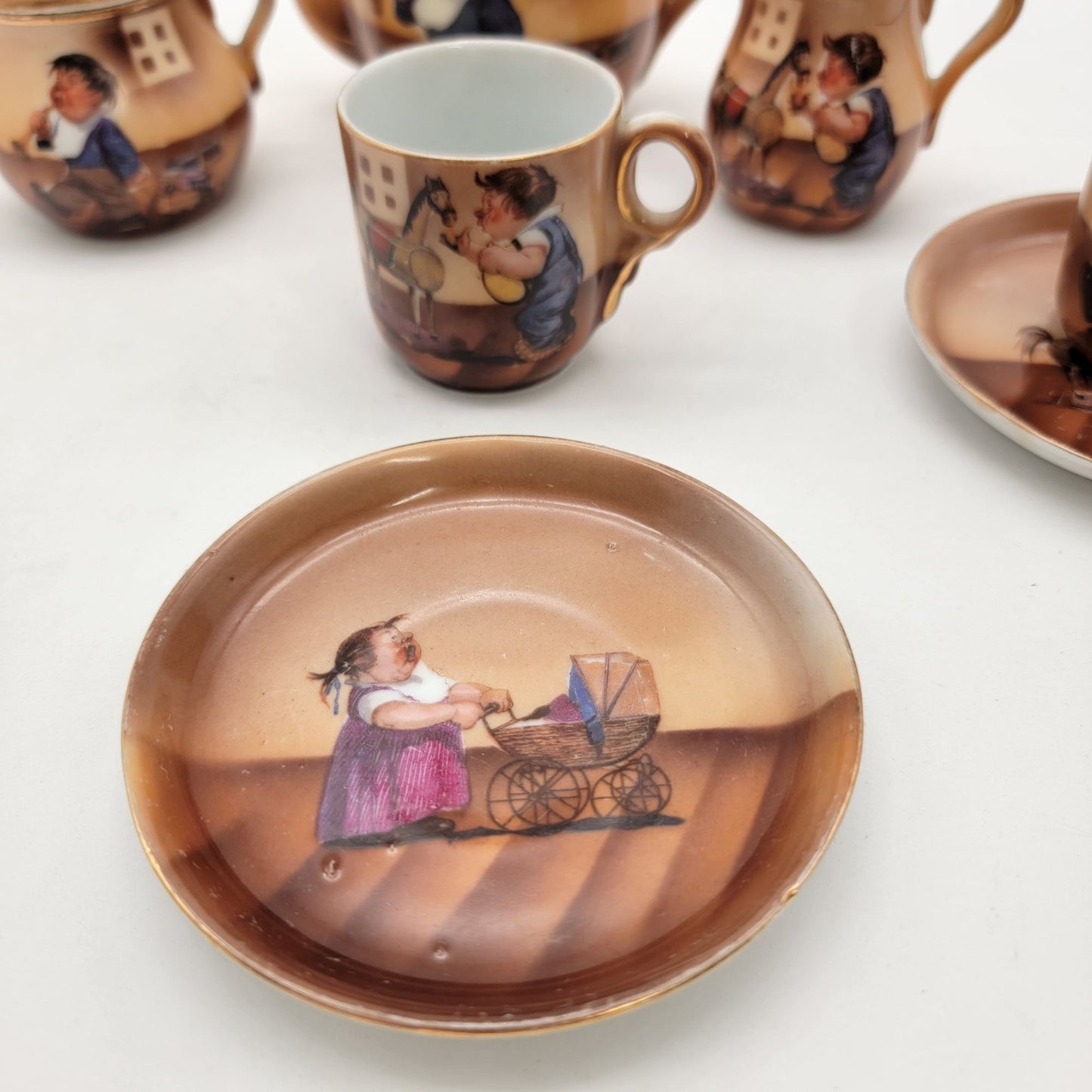 Vintage Hand Painted Small Porcelain Tea Set Nursery Rhymes?