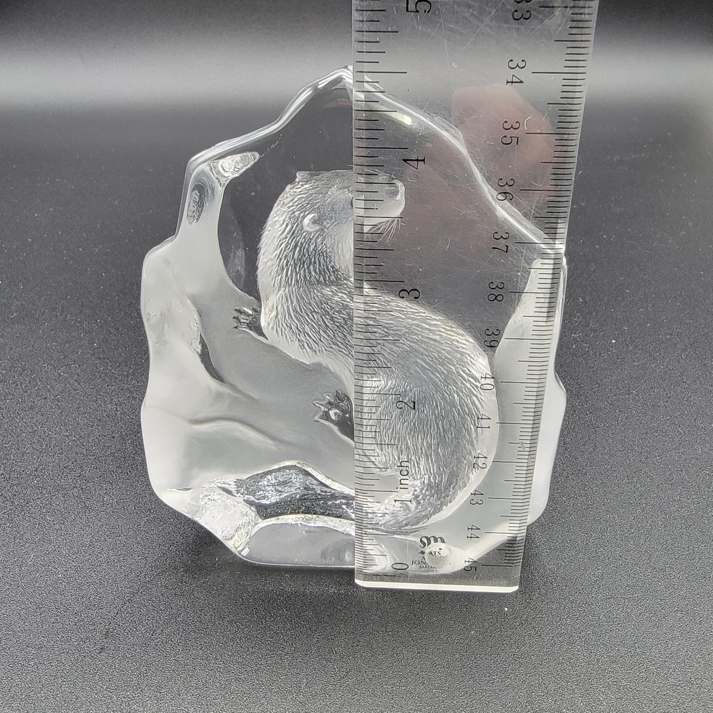 Mats Jonasson Crystal Sea Otter Paperweight Signed MJ Sweden 3563