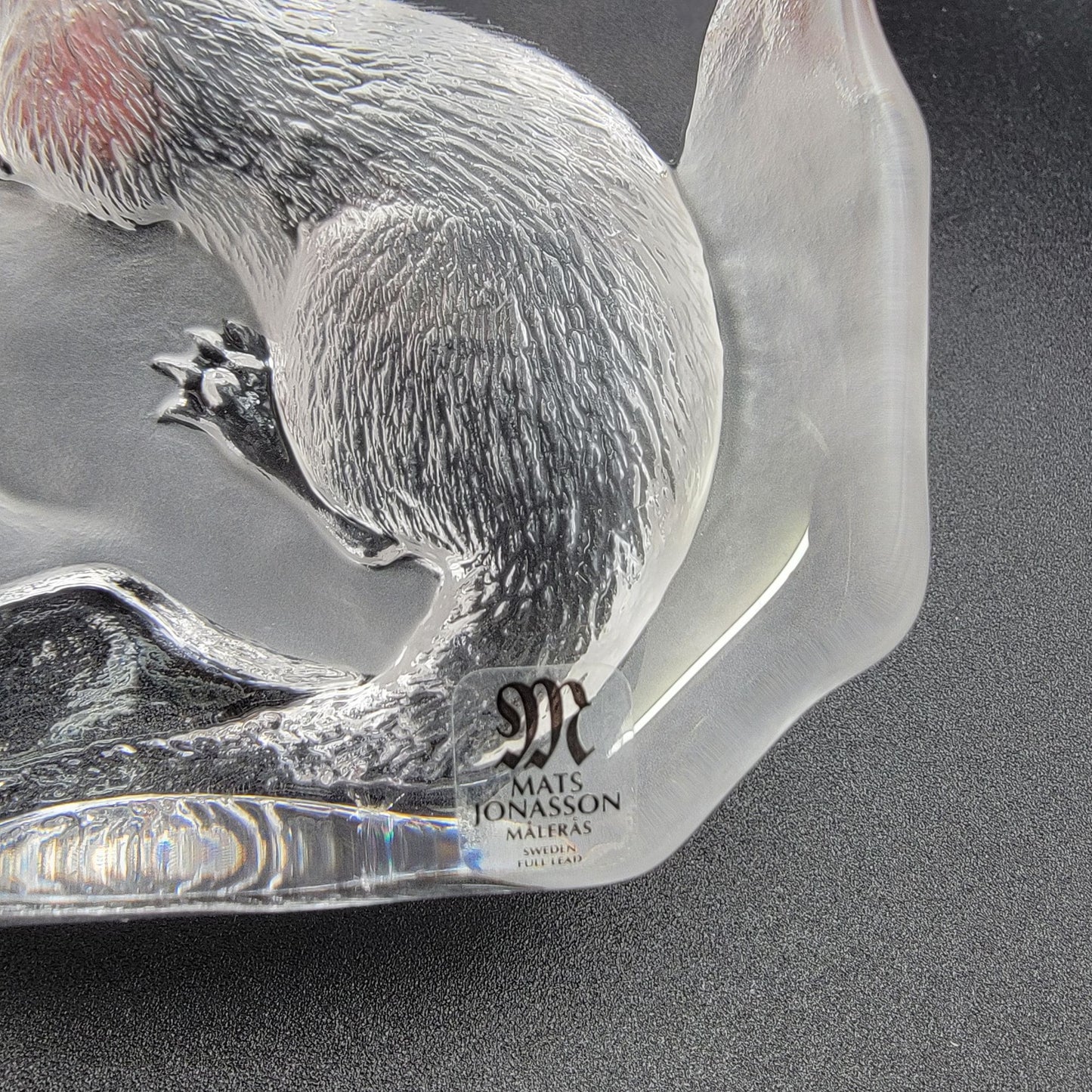 Mats Jonasson Crystal Sea Otter Paperweight Signed MJ Sweden 3563