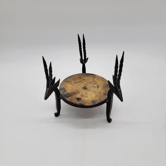 Gazelle Antelope Cast Iron Tripod Candle Holder