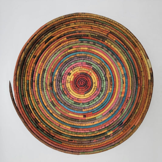 Vintage Coiled Recycled Magazine Paper Bowl Basket