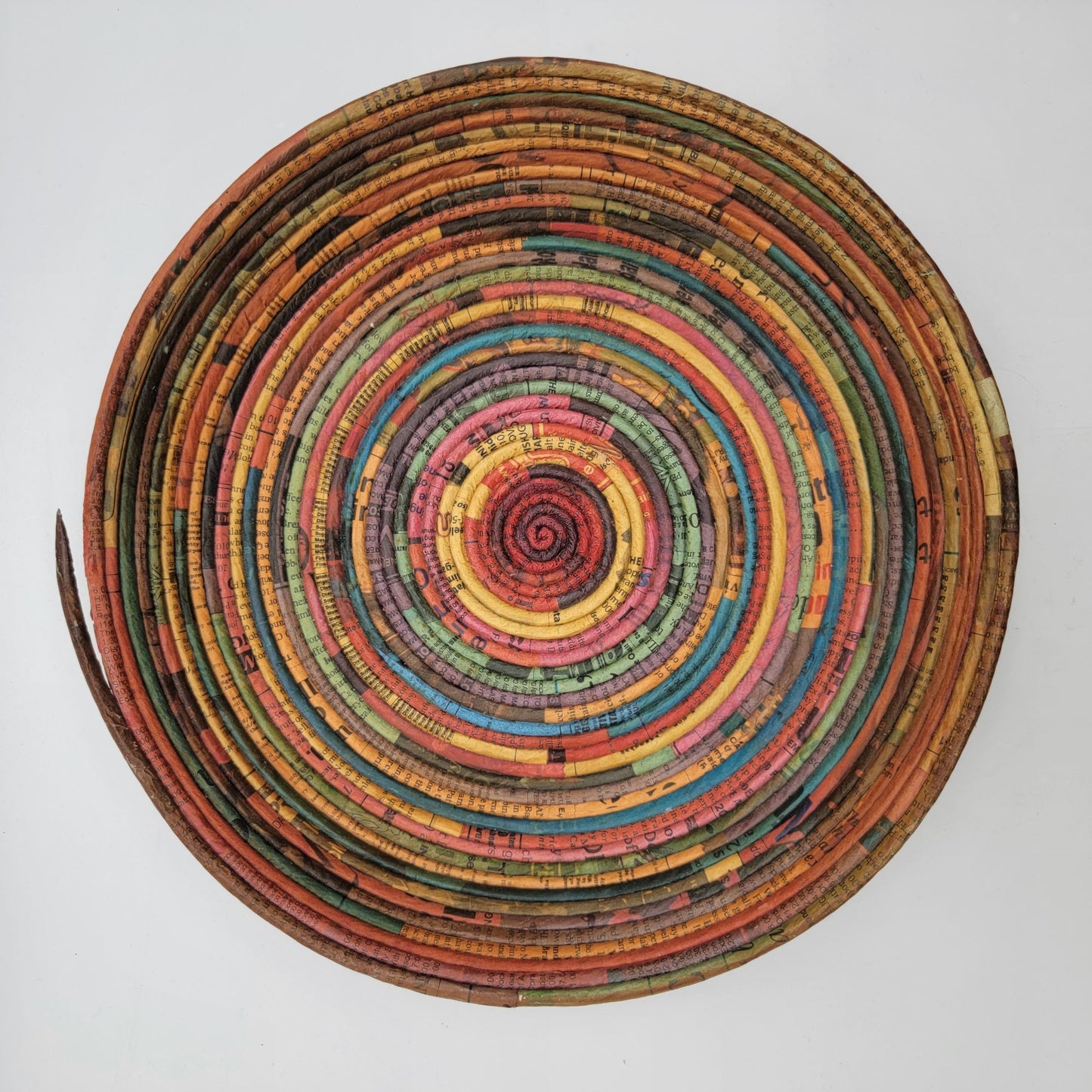 Vintage Coiled Recycled Magazine Paper Bowl Basket