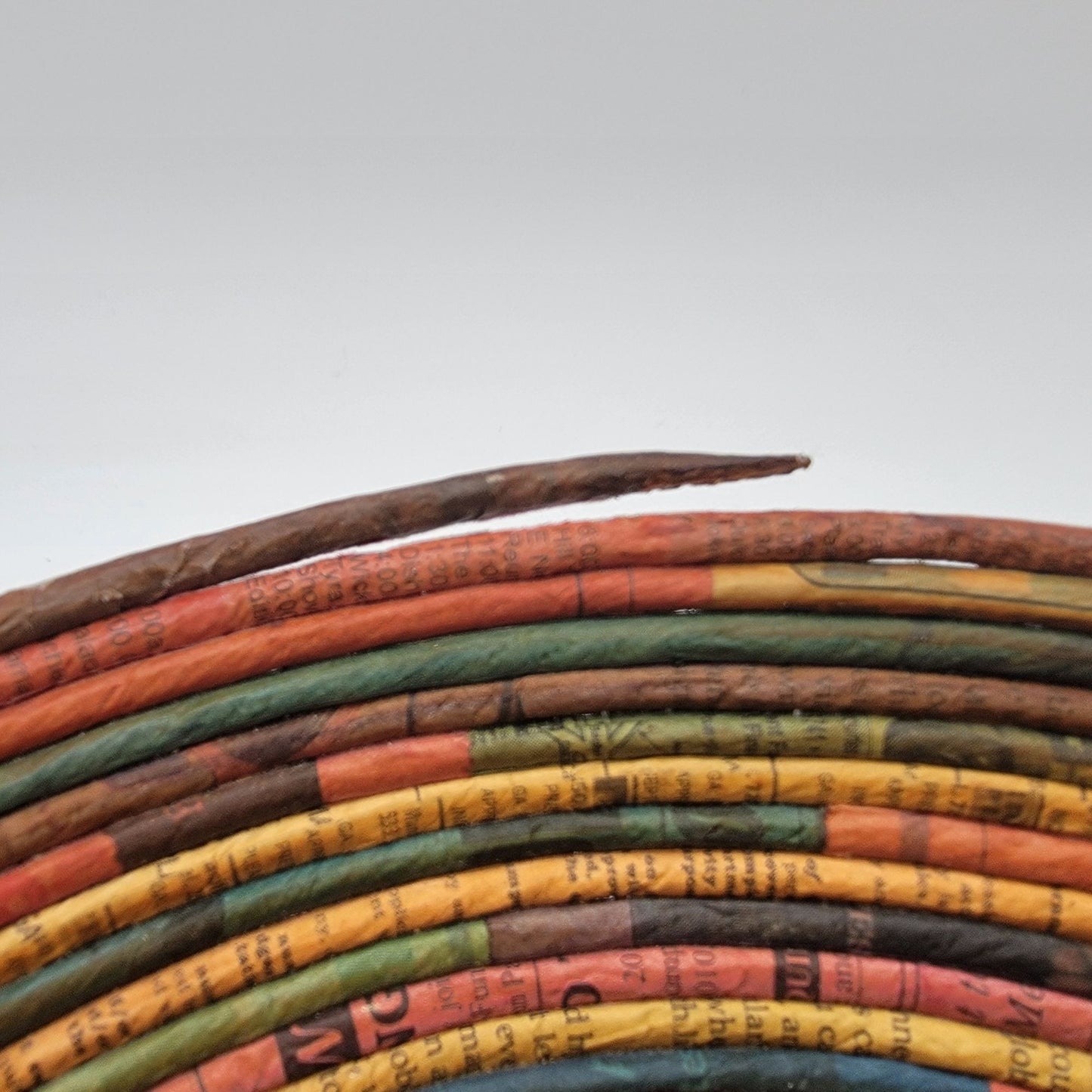 Vintage Coiled Recycled Magazine Paper Bowl Basket
