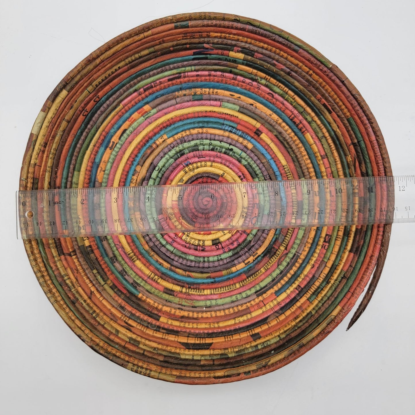Vintage Coiled Recycled Magazine Paper Bowl Basket