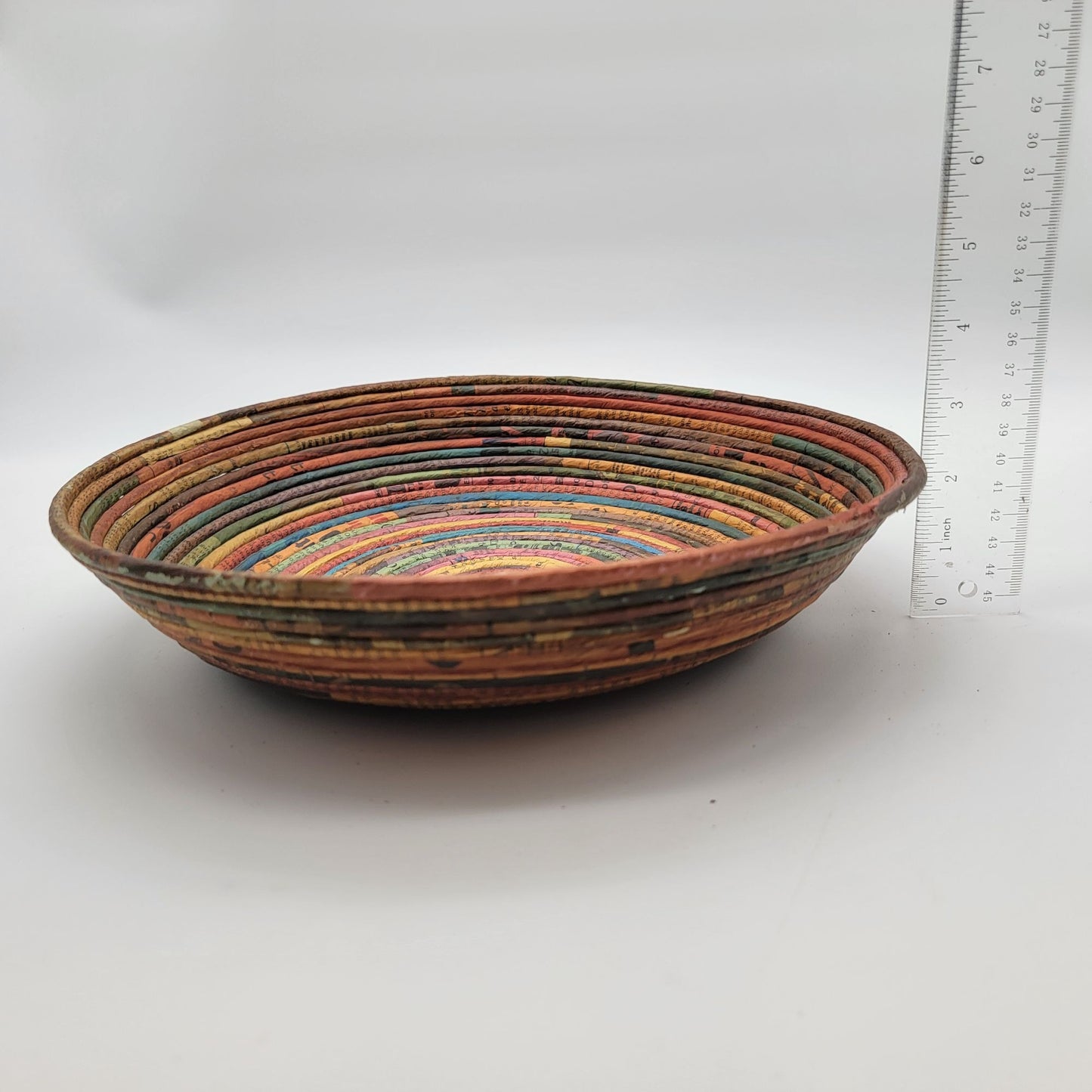 Vintage Coiled Recycled Magazine Paper Bowl Basket