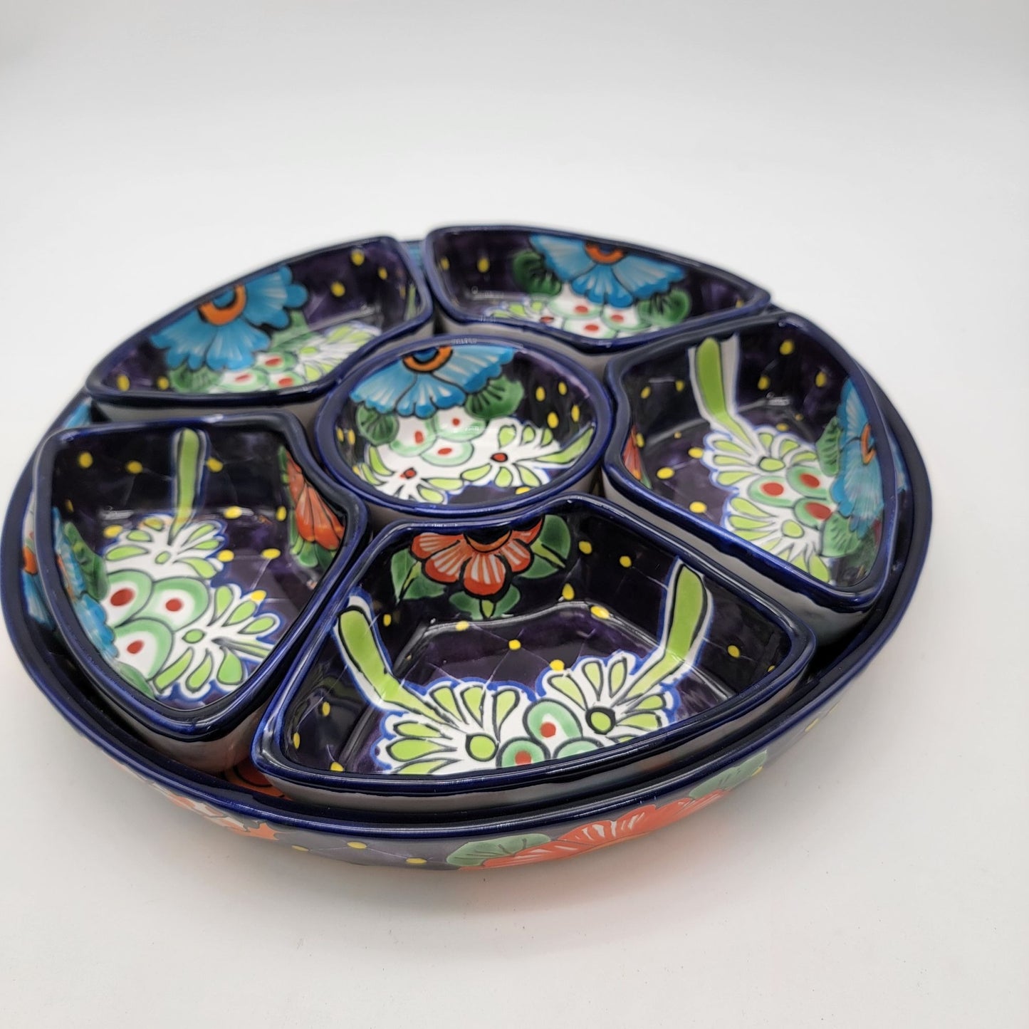 Talavera Mexico Pottery Hand-Painted Serving Tray Set