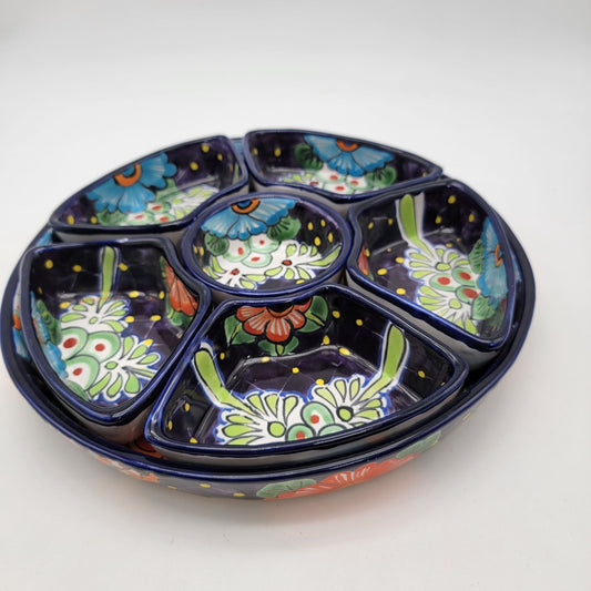 Talavera Mexico Pottery Hand-Painted Serving Tray Set
