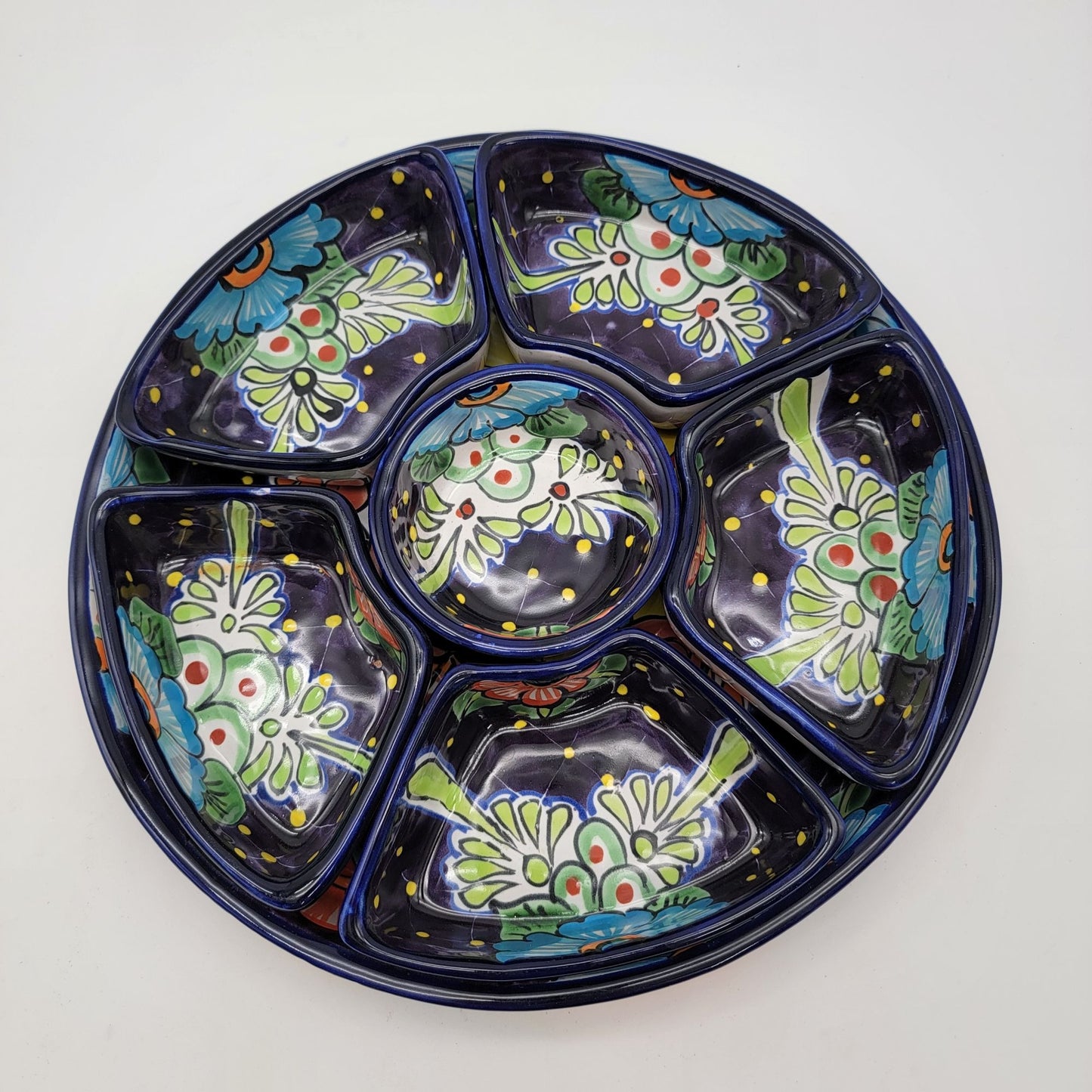 Talavera Mexico Pottery Hand-Painted Serving Tray Set