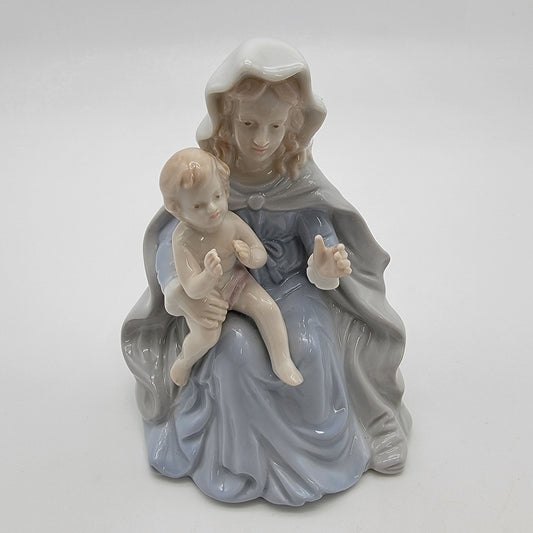Vintage Roman Japan Porcelain Madonna & Child Music Box Plays Amazing Grace