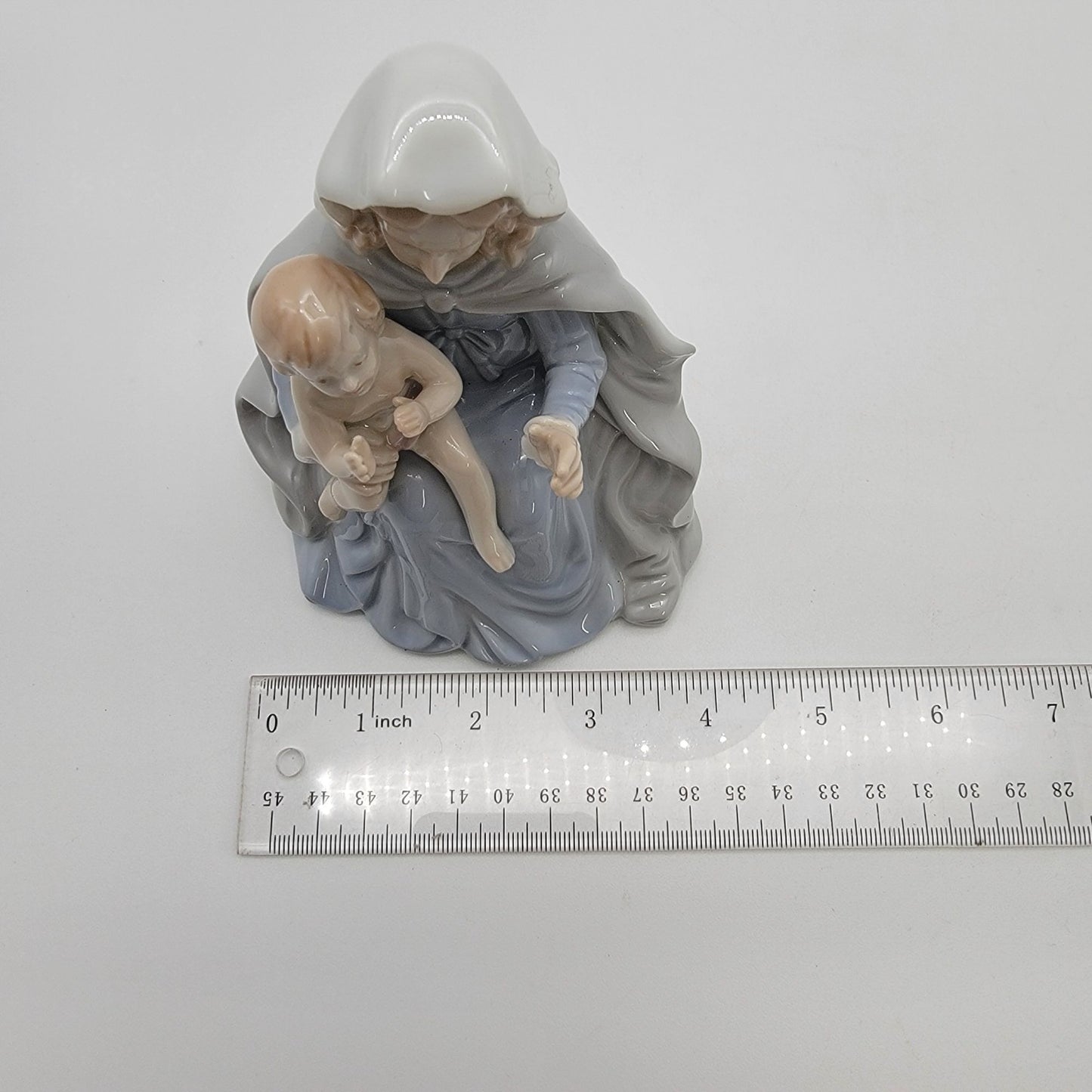 Vintage Roman Japan Porcelain Madonna & Child Music Box Plays Amazing Grace